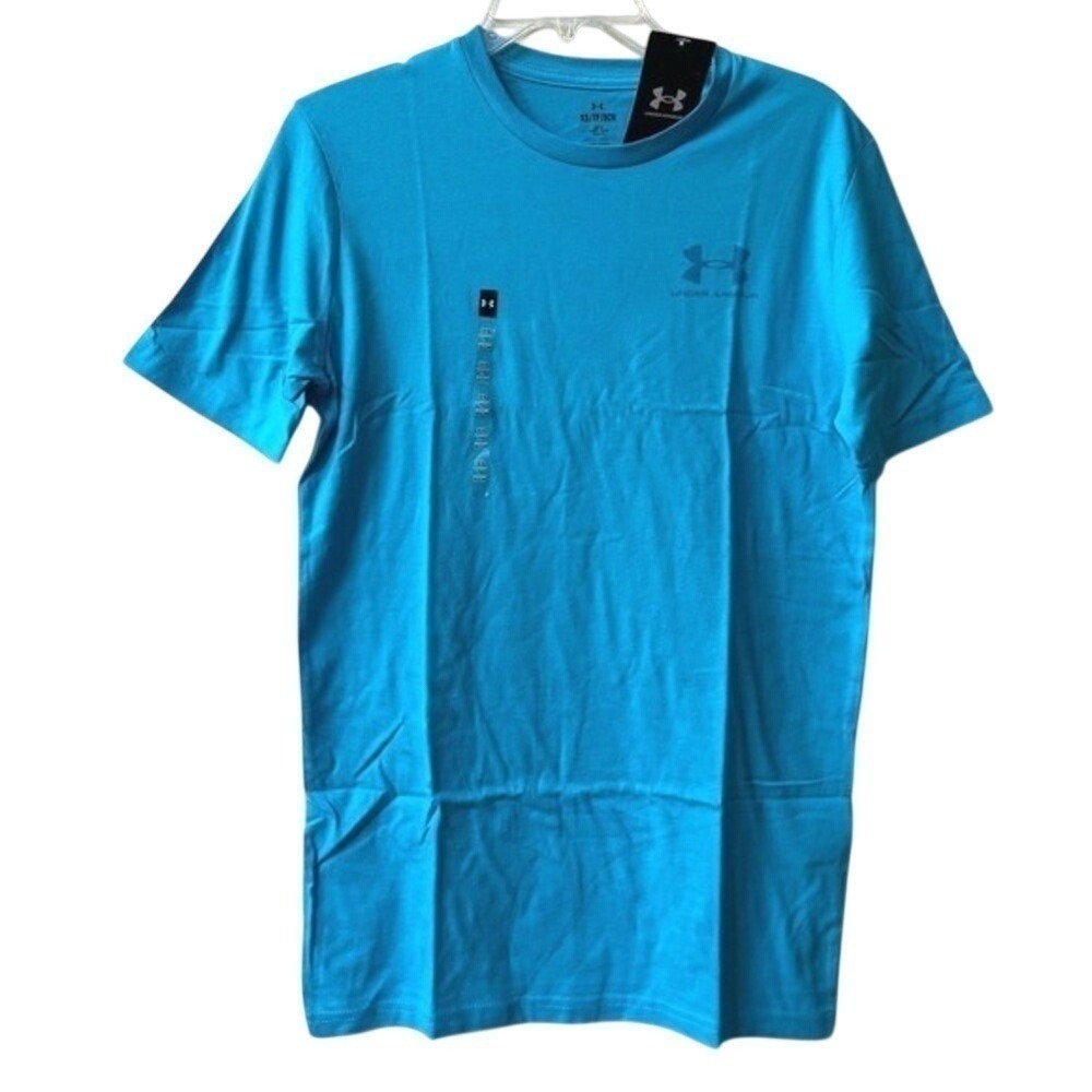 Under Armour Short Sleeve Loose Fit Chest Logo T Shirt Mens XS Blue NWT